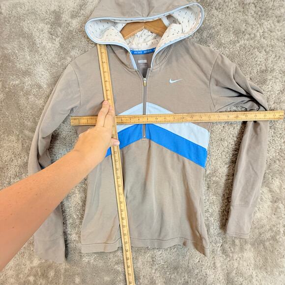 Nike Fit Dry Hoodie Running 1/4 Zip Lightweight Chevron Stripe Pullover S 4 6 - Picture 11 of 13